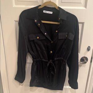 Zara Black Button-Up Top